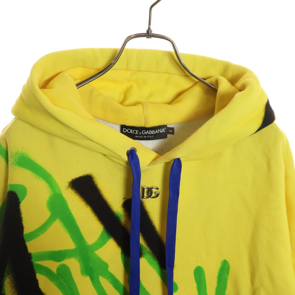 DOLCE & GABBANA(ドルチェアンドガッバーナ) スプレーグラフィック プルオーバーパーカー フーディー イエロー G9YW6Z