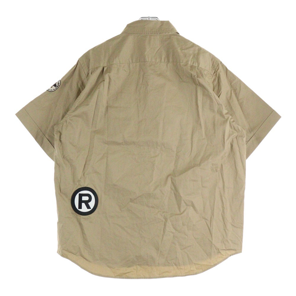 A BATHING APE(アベイシングエイプ) ワッペン付き ミニタリーシャツ 半袖シャツ ベージュ