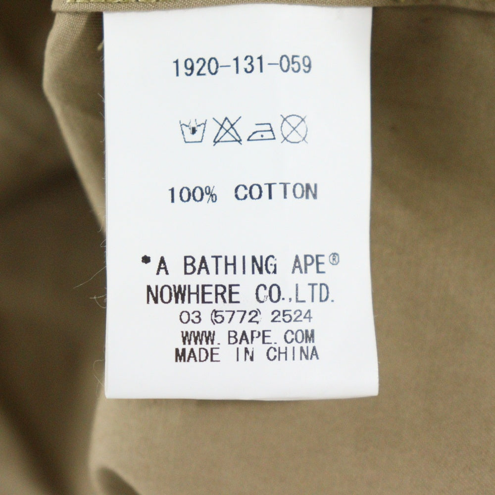 A BATHING APE(アベイシングエイプ) ワッペン付き ミニタリーシャツ 半袖シャツ ベージュ