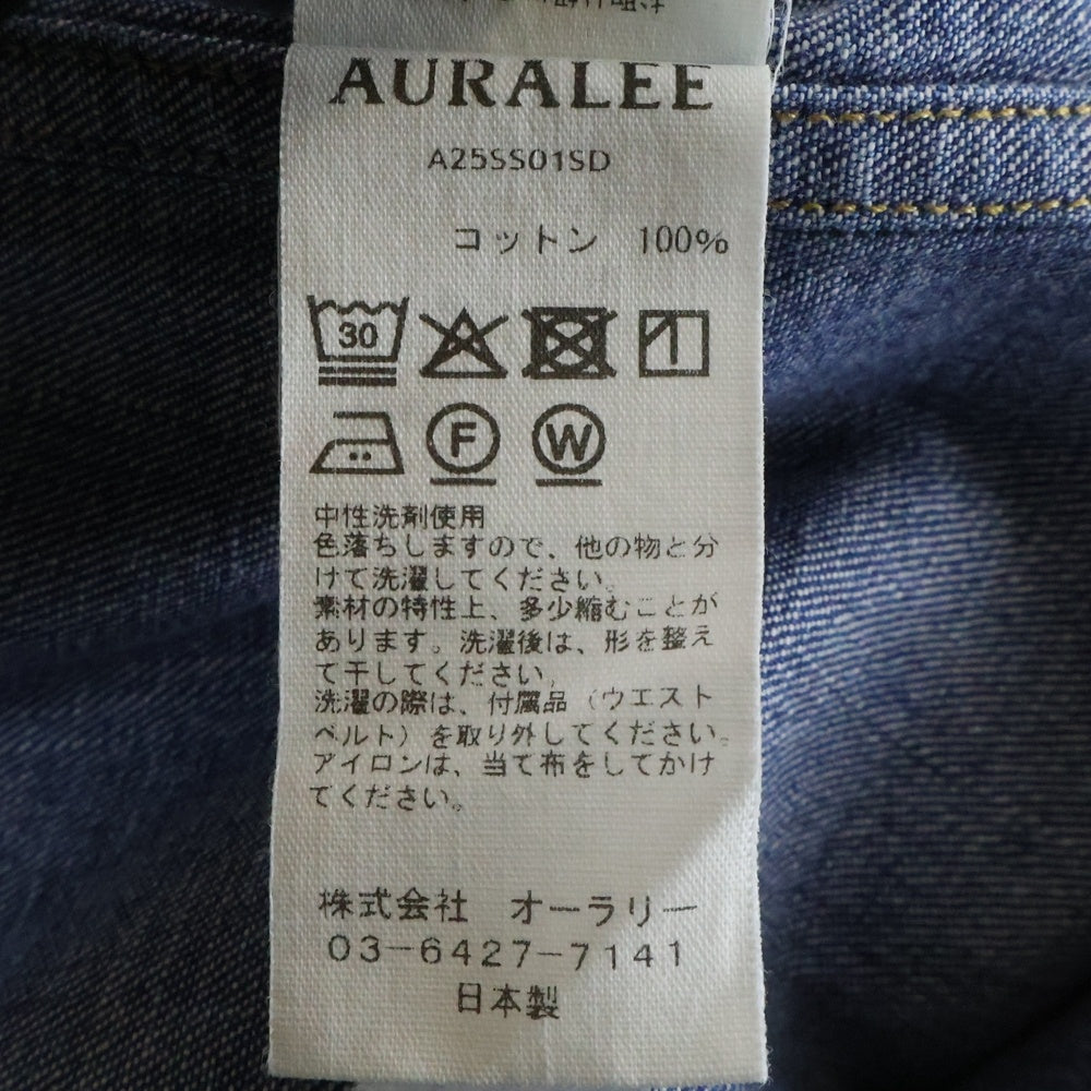 AURALEE(オーラリー) 25SS SELVEFGE LIGHT OZ DENIM SHIRT セルビッチライトオンスデニムシャツ 長袖コットンシャツ インディゴ A25SS01SD