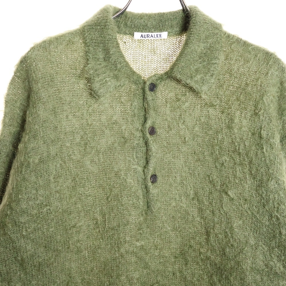 AURALEE(オーラリー) 25AW BRUSHED SUPER KID MOHAIR KNIT POLO ブラッシュドスーパーキッドモヘアニットポロ ニット カーキ A25AP01KM