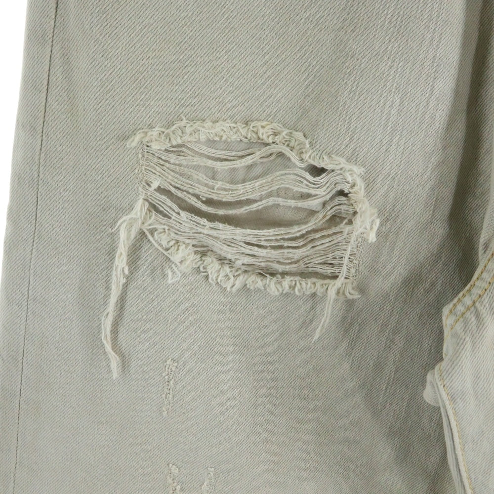 Acne Studios(アクネ ストゥディオズ) 2003 リラックスフィット クラッシュ加工デニムパンツ ストレートパンツ ベージュ B00326