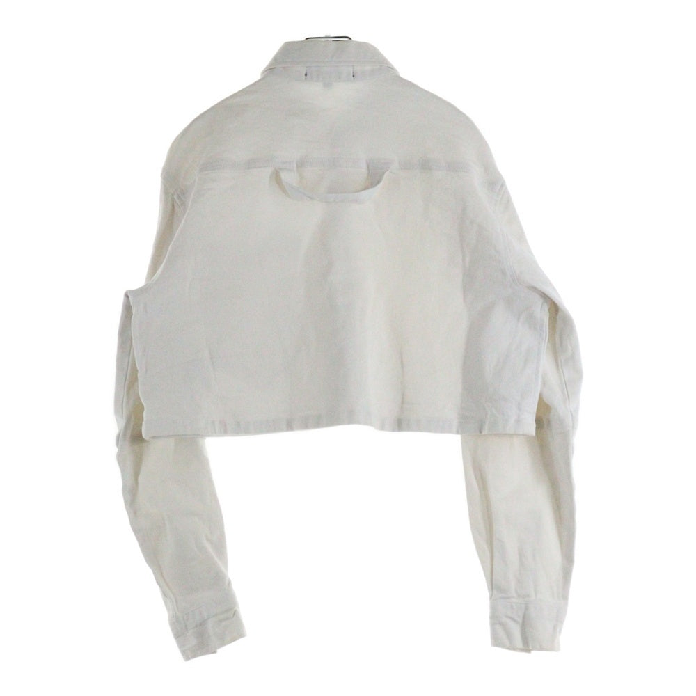 XANDER ZHOU(ザンダーゾウ) ワンポイント刺繍 クロップド デニムジャケット ホワイト