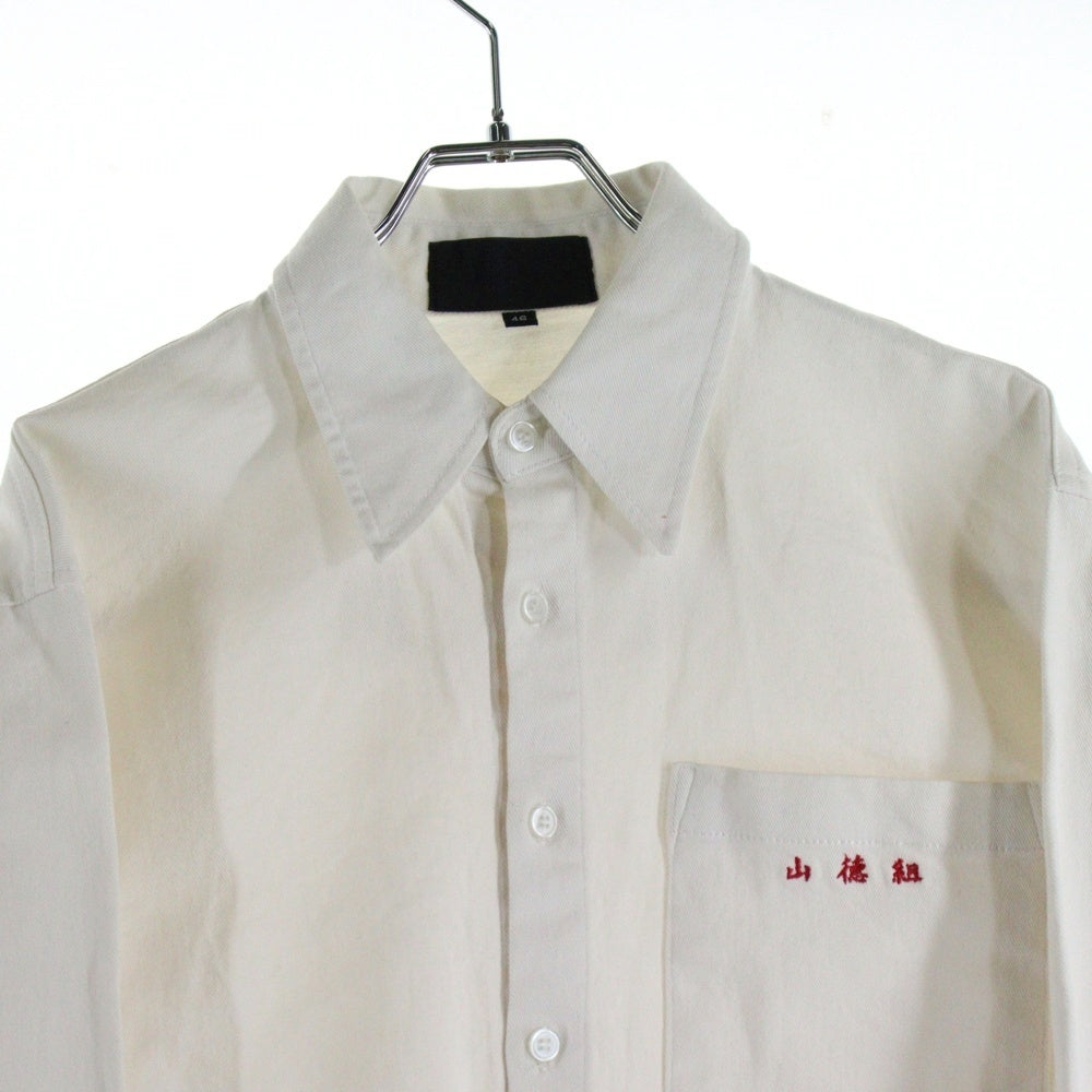 XANDER ZHOU(ザンダーゾウ) ワンポイント刺繍 クロップド デニムジャケット ホワイト