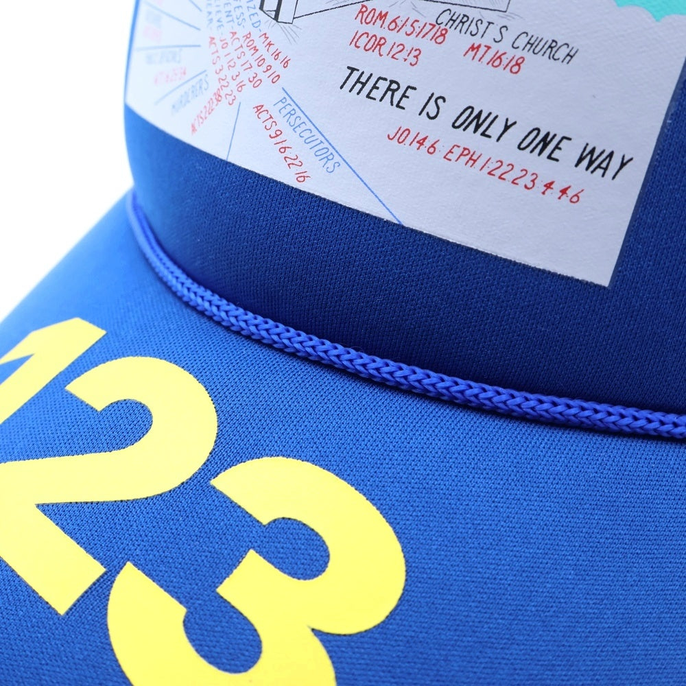 RRR123 RIVINGTON roi Rebis(リヴィントンロイレビス) ロゴプリント メッシュキャップ 帽子 ブルー