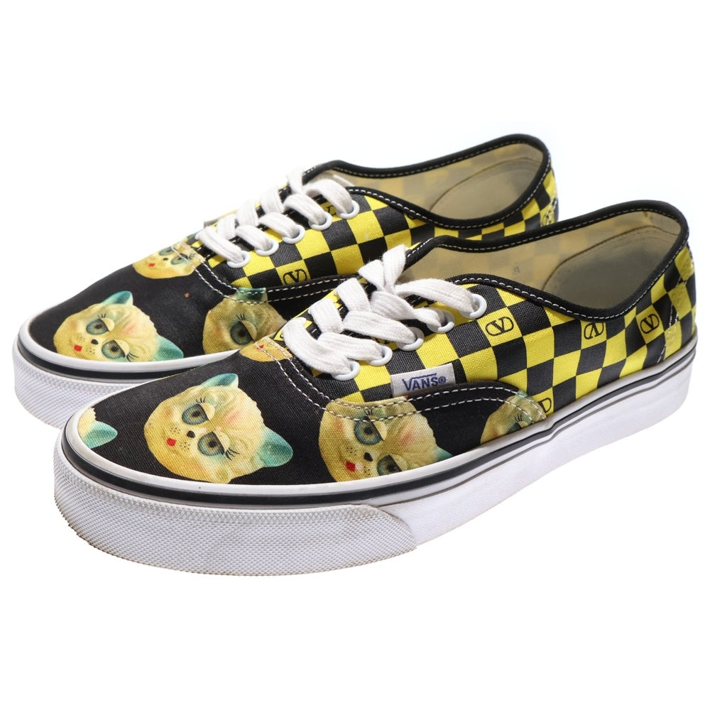VALENTINO(ヴァレンティノ) x Vans コラボレーション Vロゴ チェッカーボードプリント & ル シャ デ ラ メゾンプリントファブリック ロートップスニーカー ブラック/イエロー 7Y0S0M23