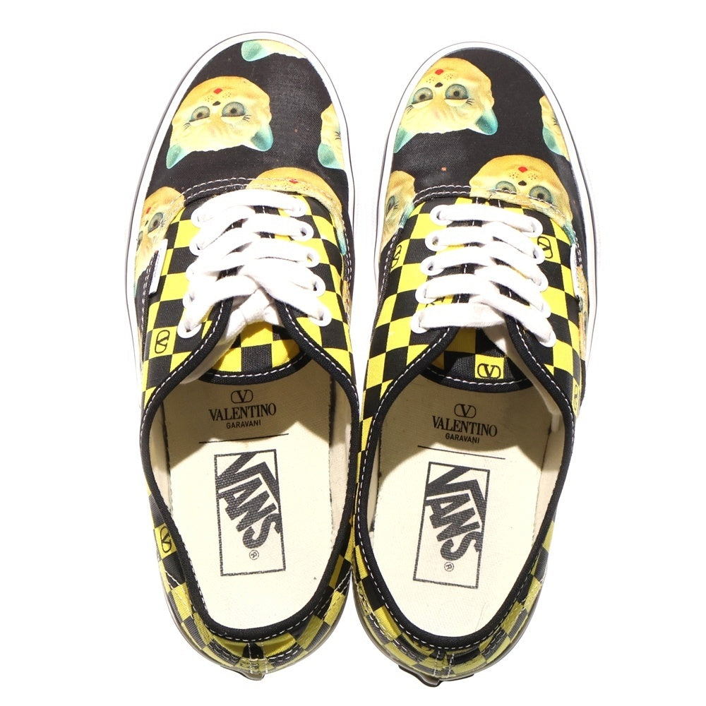 VALENTINO(ヴァレンティノ) x Vans コラボレーション Vロゴ チェッカーボードプリント & ル シャ デ ラ メゾンプリントファブリック ロートップスニーカー ブラック/イエロー 7Y0S0M23