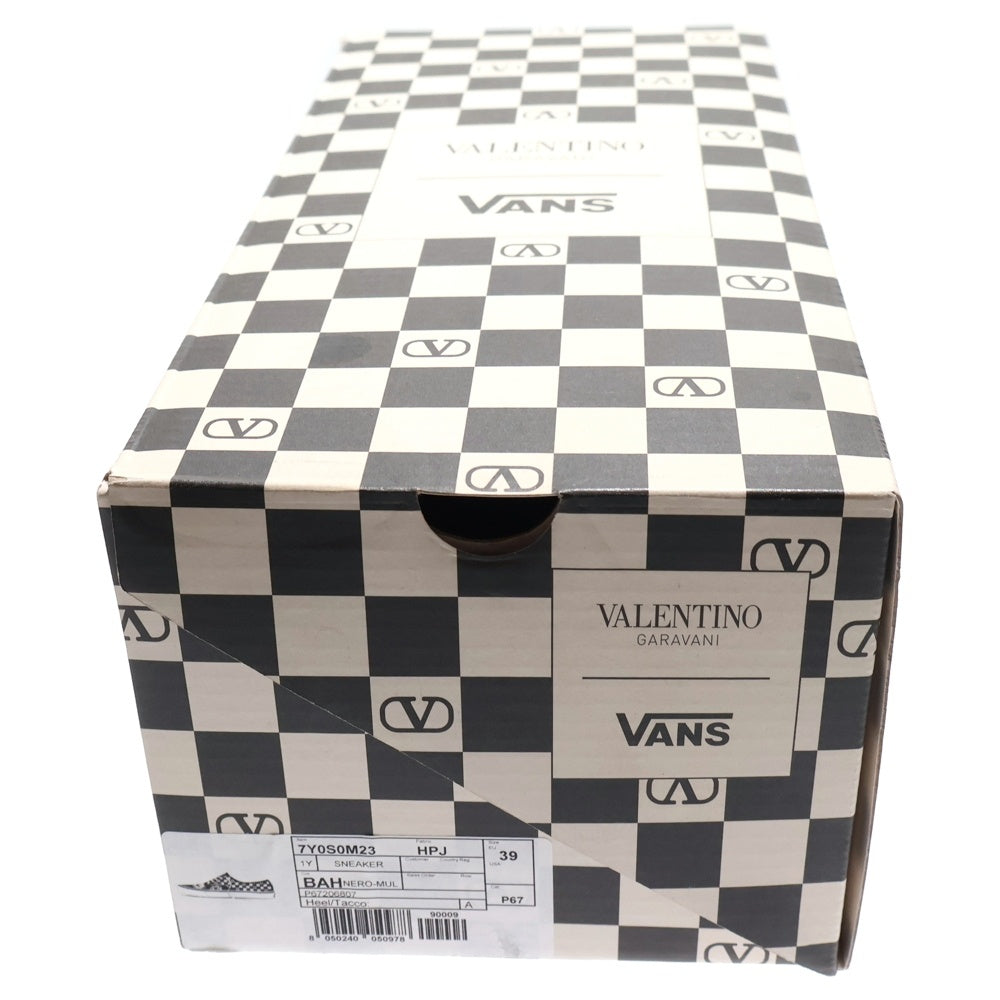 VALENTINO(ヴァレンティノ) x Vans コラボレーション Vロゴ チェッカーボードプリント & ル シャ デ ラ メゾンプリントファブリック ロートップスニーカー ブラック/イエロー 7Y0S0M23