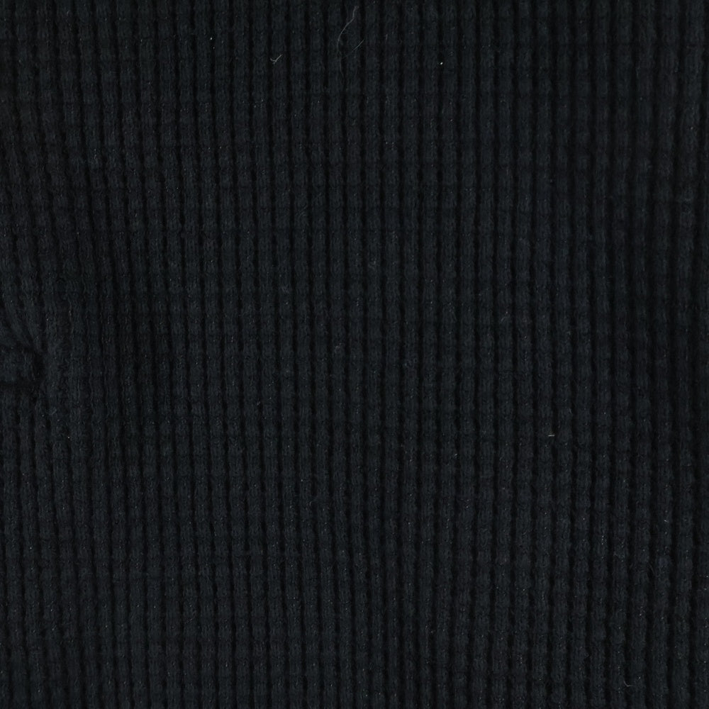 THUG CLUB(サグクラブ) シルバー装飾 ワッフルポロシャツ 長袖カットソー ブラック TC24PK0101