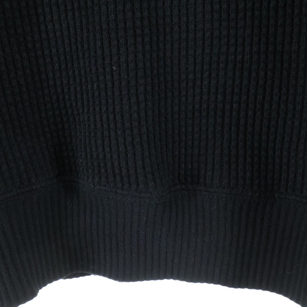 THUG CLUB(サグクラブ) シルバー装飾 ワッフルポロシャツ 長袖カットソー ブラック TC24PK0101