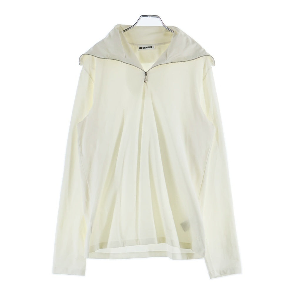 JIL SANDER +(ジルサンダープラス) ハーフジップコットン長袖スリーブTシャツ カットソー ホワイト KKPMIW0504
