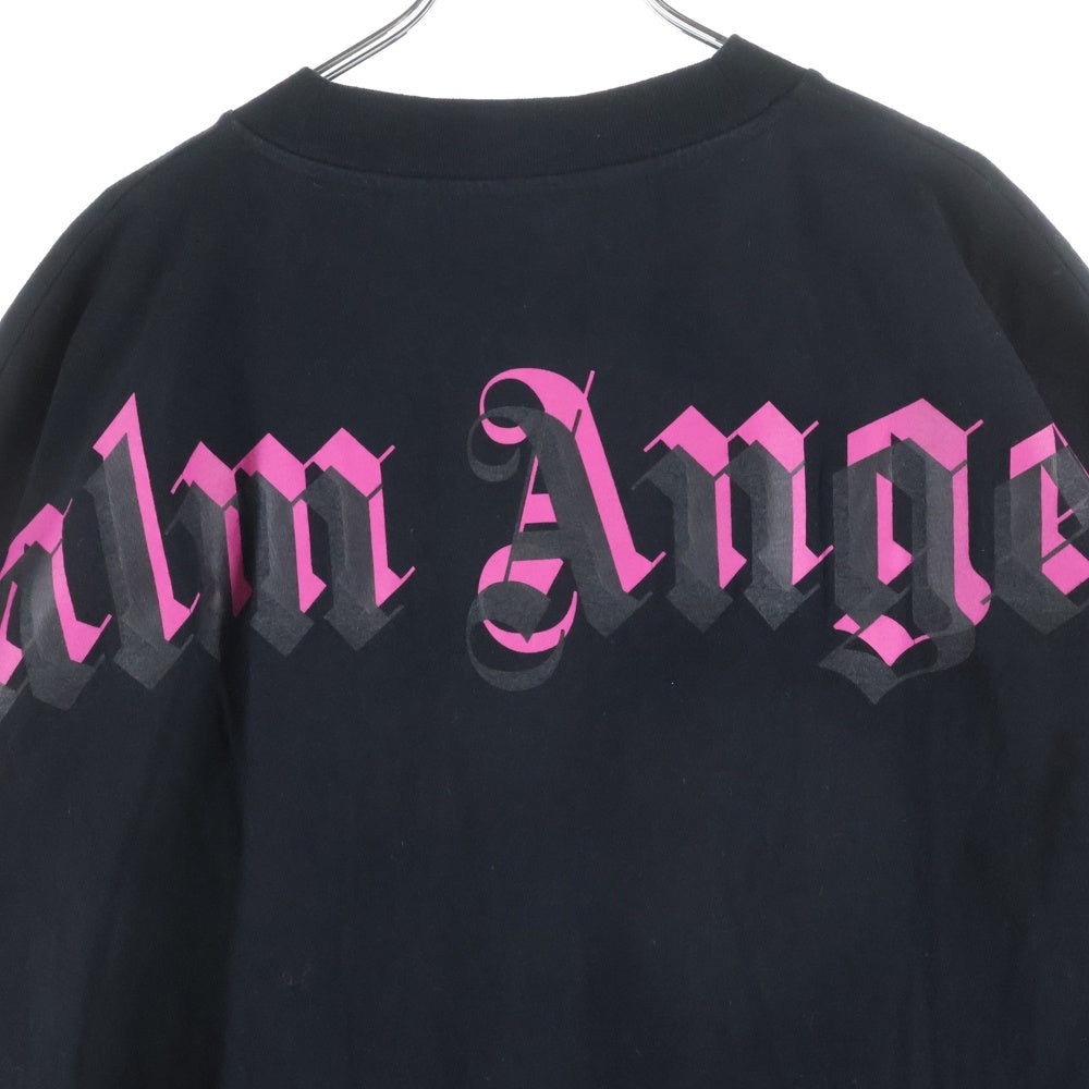 Palm Angels(パームエンジェルス) ネックロゴ半袖Tシャツ カットソー ブラック PMAA002C99JER003