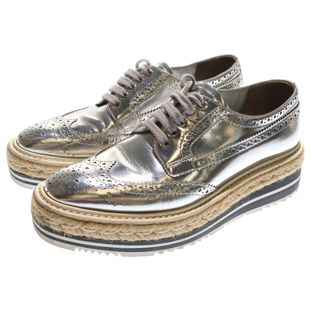 PRADA(プラダ) 厚底ローカットスニーカー ローファー シューズ シルバー レディース