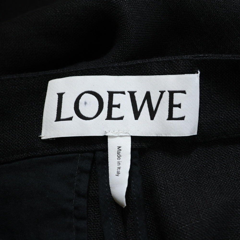 LOEWE(ロエベ) シルバー装飾リネンスラックスパンツ ストレートパンツ ブラック