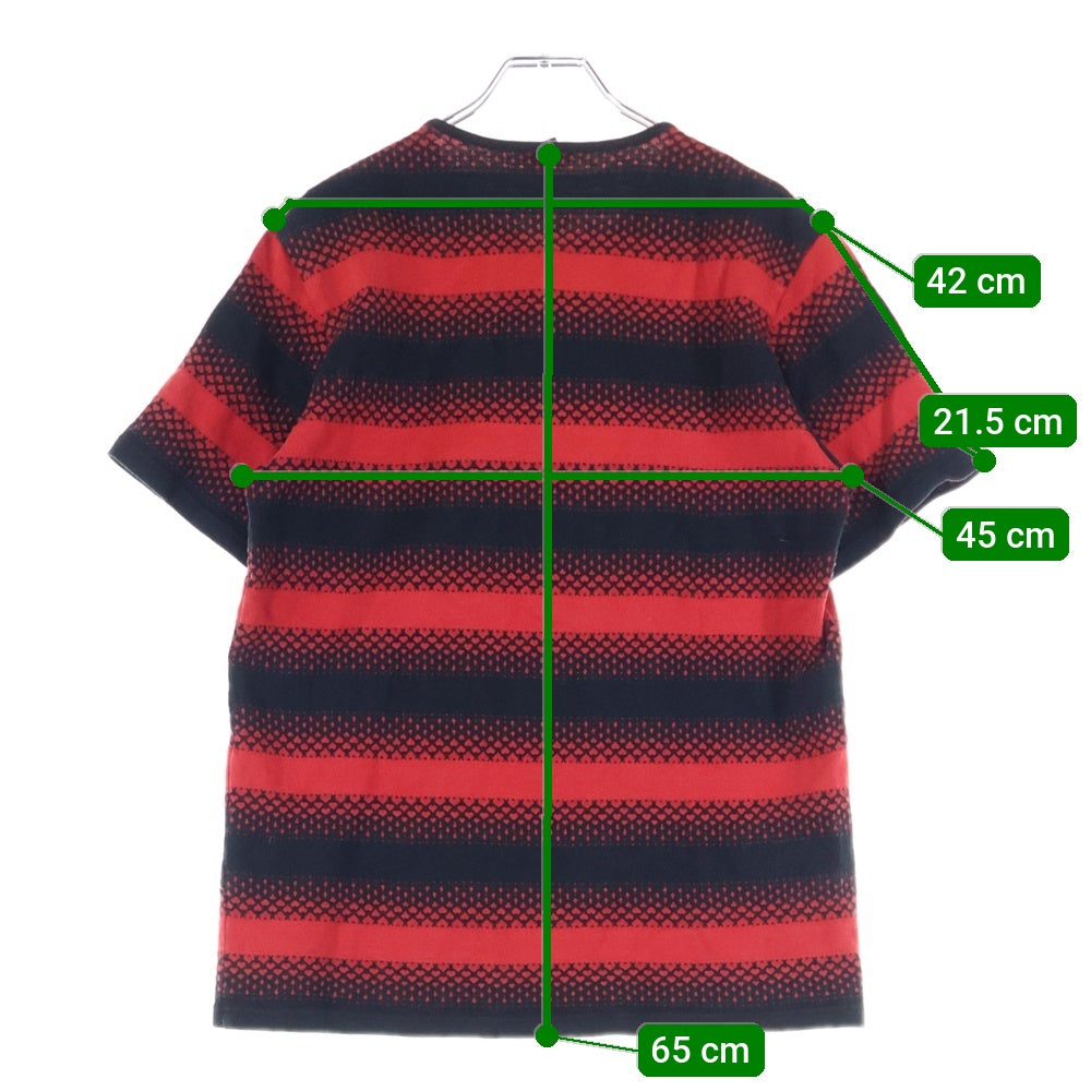 NUMBER (N)INE(ナンバーナイン) 本人期 ハートクロスボーダー ヘンリーネック半袖Tシャツ カットソー ブラック/レッド 0357933495