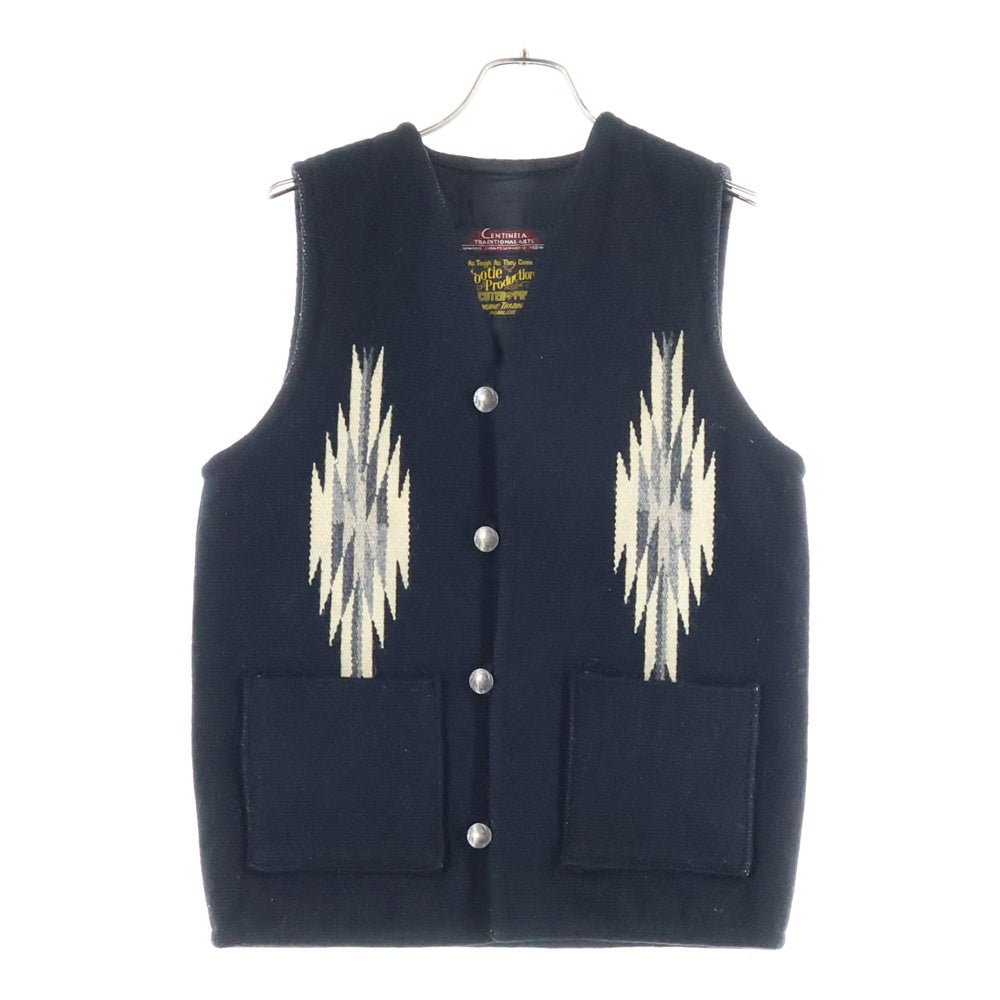 CENTINELA(センチネラ) チマヨベスト ウールベスト ブラック/ホワイト