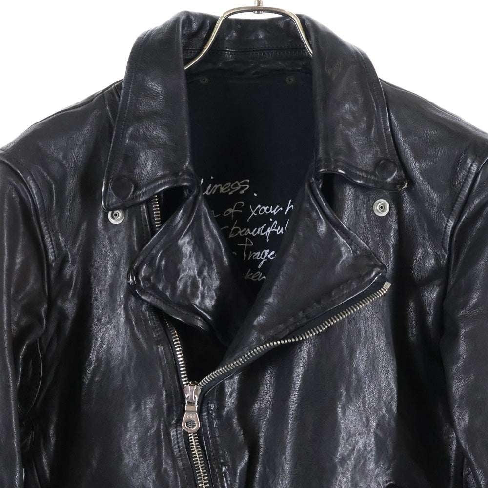 ISAMU KATAYAMA BACKLASH(イサムカタヤマバックラッシュ) Double Riders ダブルライダース イタリアンショルダー製品染め レザージャケット ブラック 1245-02