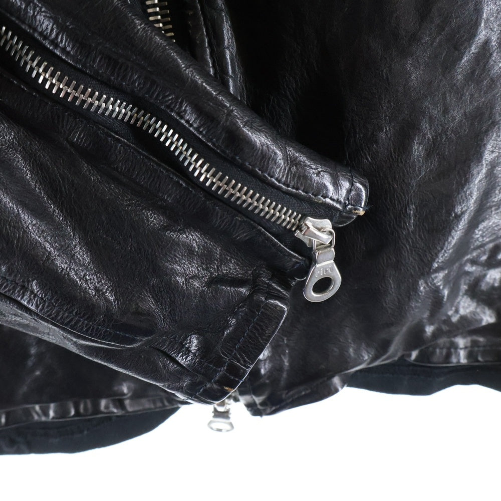 ISAMU KATAYAMA BACKLASH(イサムカタヤマバックラッシュ) Double Riders ダブルライダース イタリアンショルダー製品染め レザージャケット ブラック 1245-02