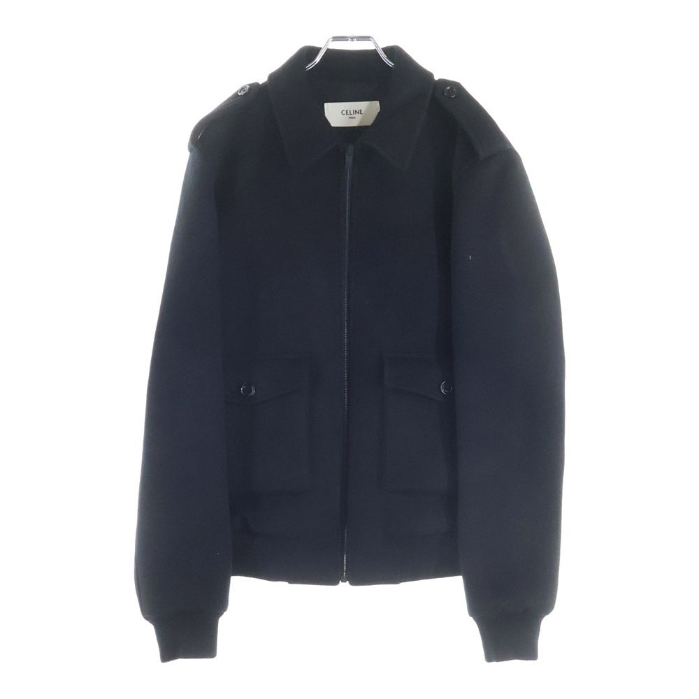 セリーヌCELINE ジャケット カシミア ☆Celine☆シャスールジャケット / カシミアフランネル ブラック