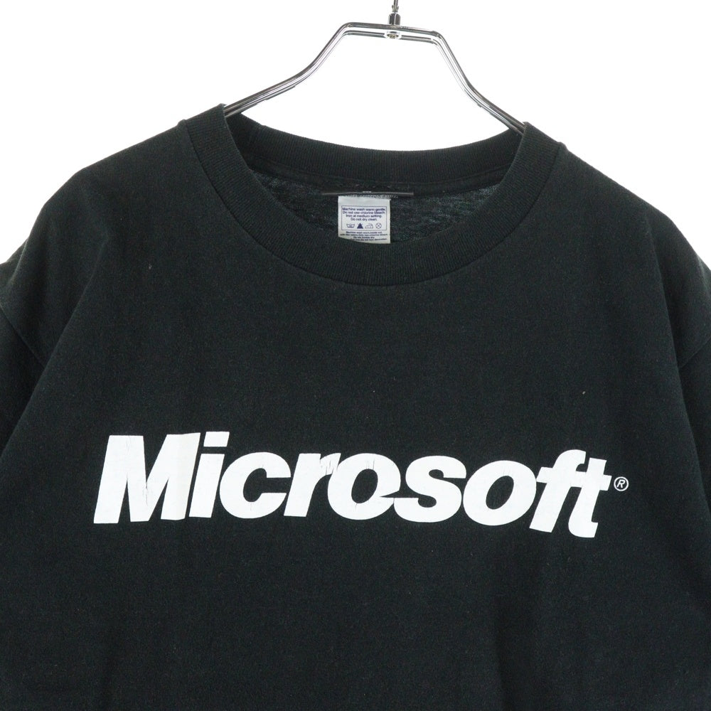 VINTAGE(ヴィンテージ) Microsoft マイクロソフト フロントプリント半袖Tシャツ カットソー ブラック