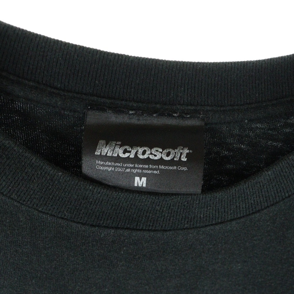 VINTAGE(ヴィンテージ) Microsoft マイクロソフト フロントプリント半袖Tシャツ カットソー ブラック