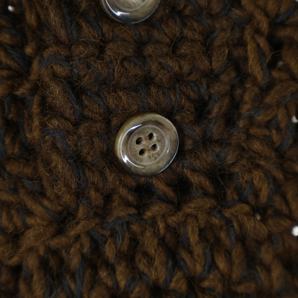 NO BRAND(ノーブランド) carbone カルボーネ ヘンリーネックニット 手編みセーター ブラウン