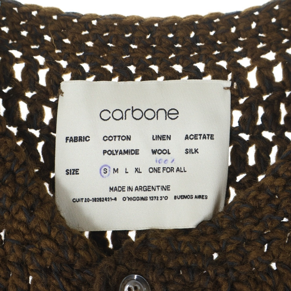 NO BRAND(ノーブランド) carbone カルボーネ ヘンリーネックニット 手編みセーター ブラウン