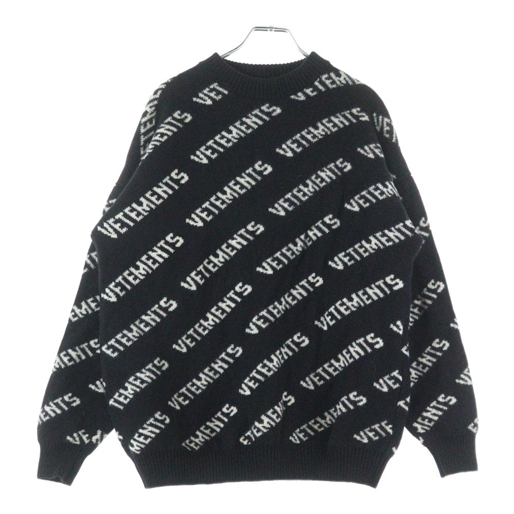 VETEMENTS(ヴェトモン) MONOGRAM KNITTED SWEATER モノグラム スウェット ロゴニット ブラック/ホワイト UA53KN300B