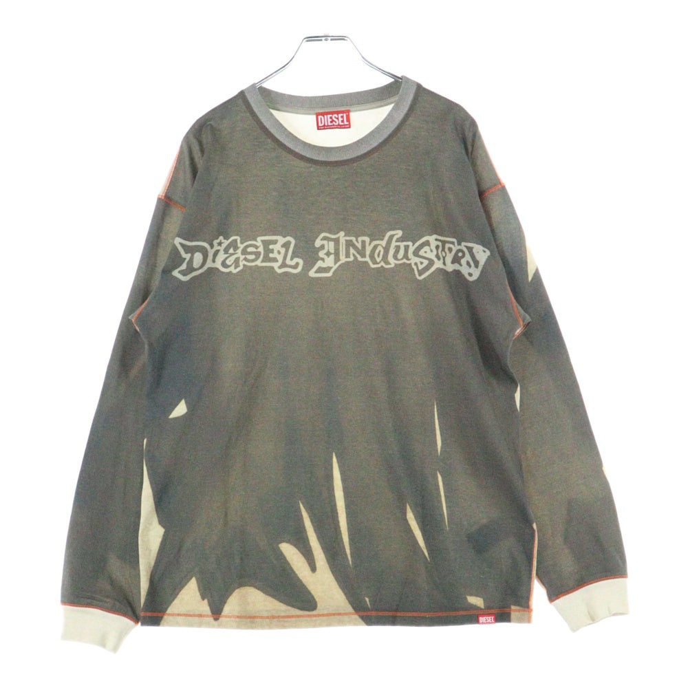 DIESEL(ディーゼル) t-boxt-ls-show-v2 グラフィックプリント 長袖Tシャツ ロンT カットソー グレー A21621