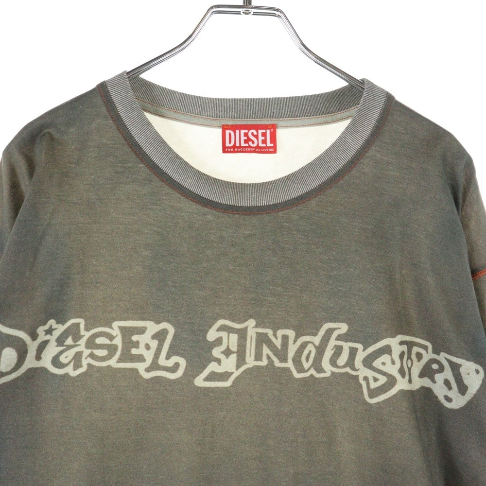 DIESEL(ディーゼル) t-boxt-ls-show-v2 グラフィックプリント 長袖Tシャツ ロンT カットソー グレー A21621