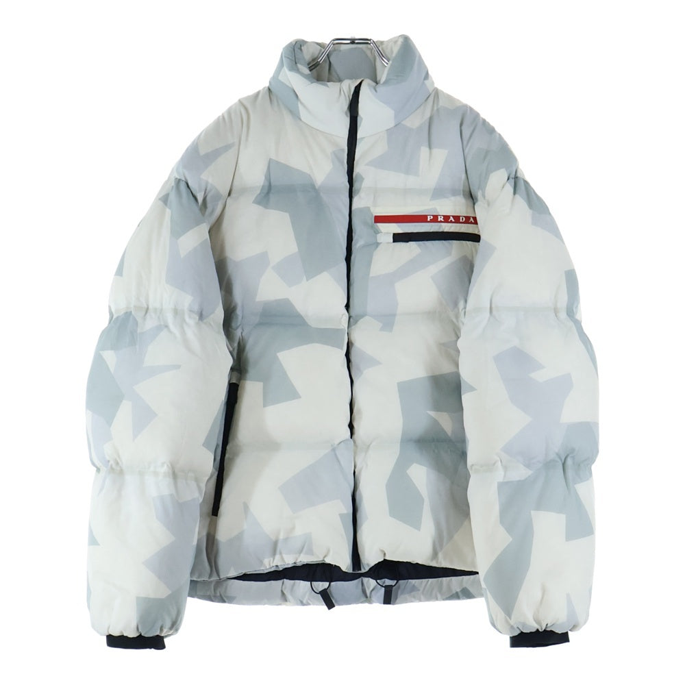 PRADA(プラダ) ラバーロゴ 総柄デザイン ダウンジャケット ホワイト SGB257