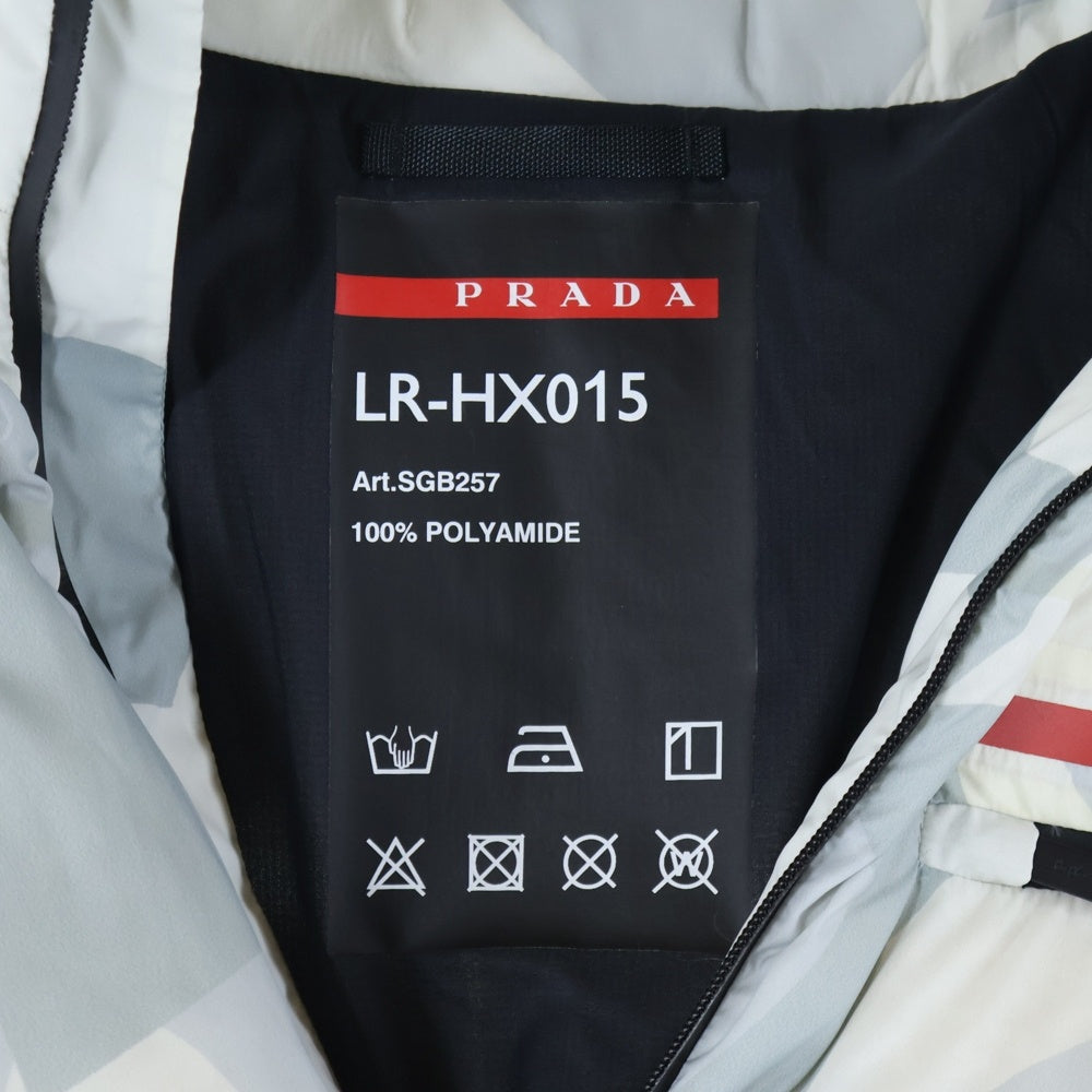 PRADA(プラダ) ラバーロゴ 総柄デザイン ダウンジャケット ホワイト SGB257
