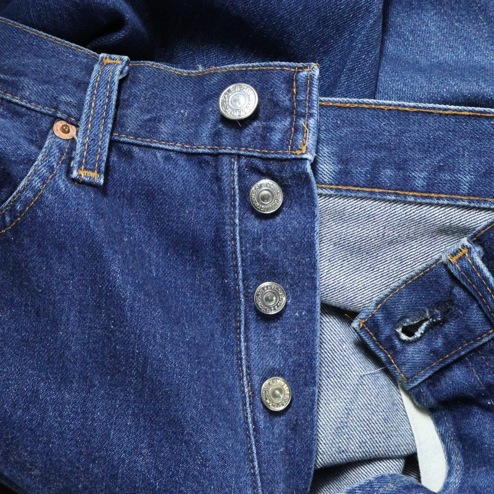 Levi's(リーバイス) 90s 501 USA製 並行ステッチ BIGE 両面タブ ボタン裏555 ストレートデニムパンツ ブルー 555-0293