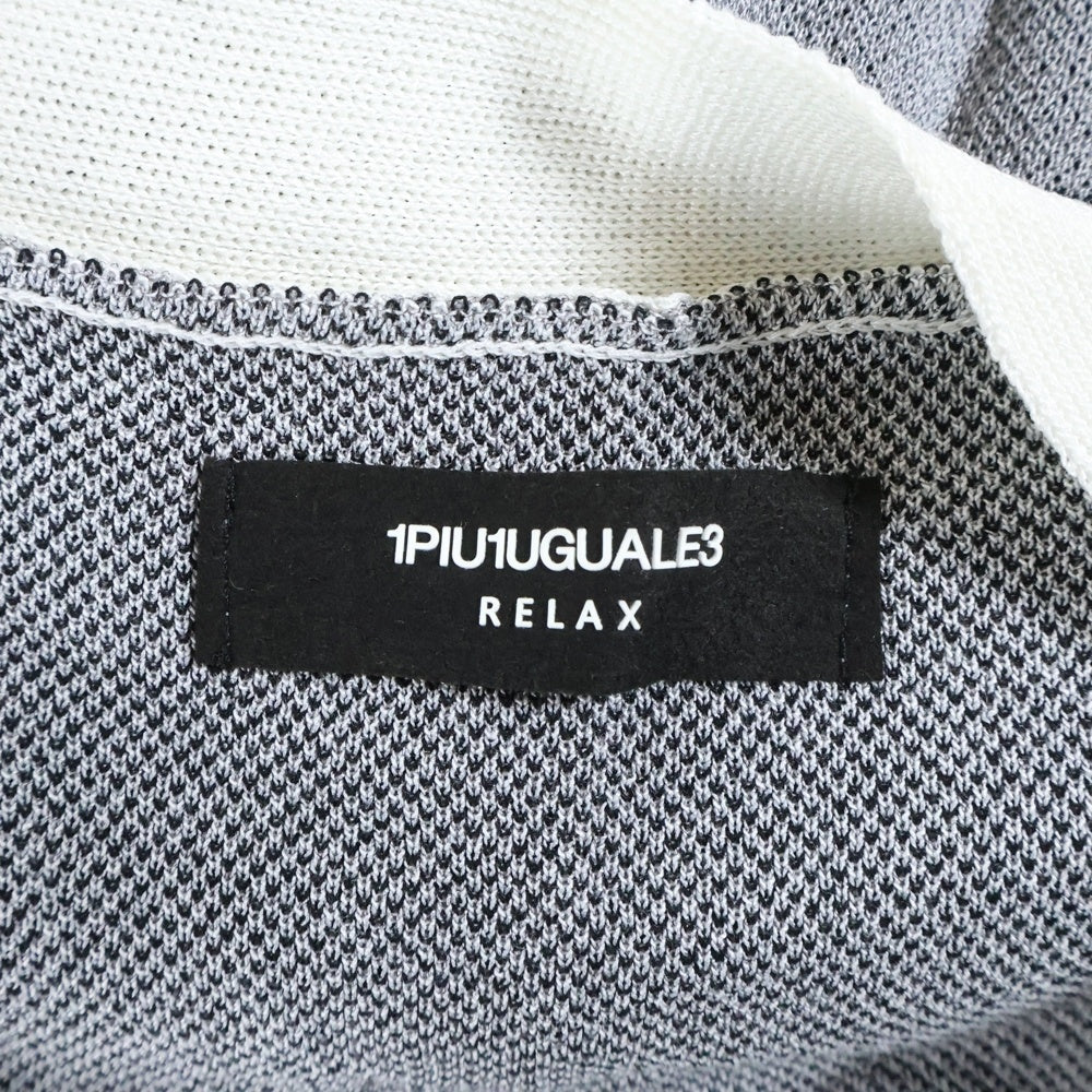 1 PIU 1 UGUALE 3(ウノピゥウノウグァーレトレ) Vネックボーダーカーディガン ニット グレー