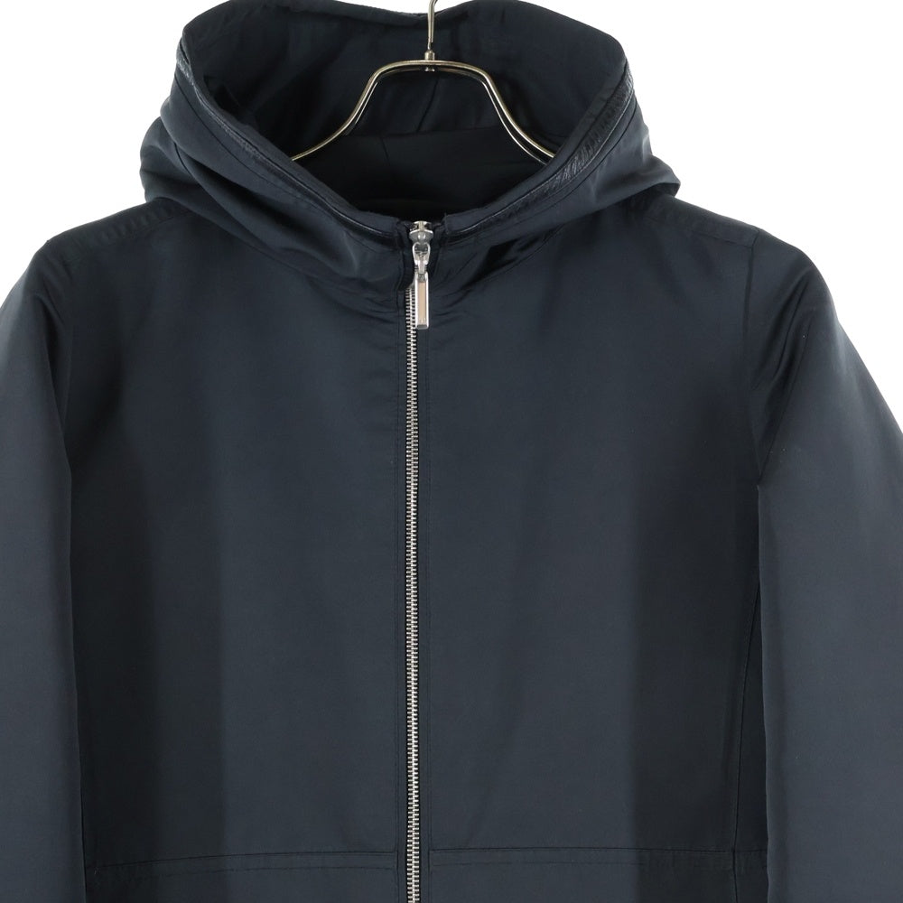 COURREGES(クレージュ) フード付きナイロンジャケット レザー切替ジャケット ブラック AGF18712W