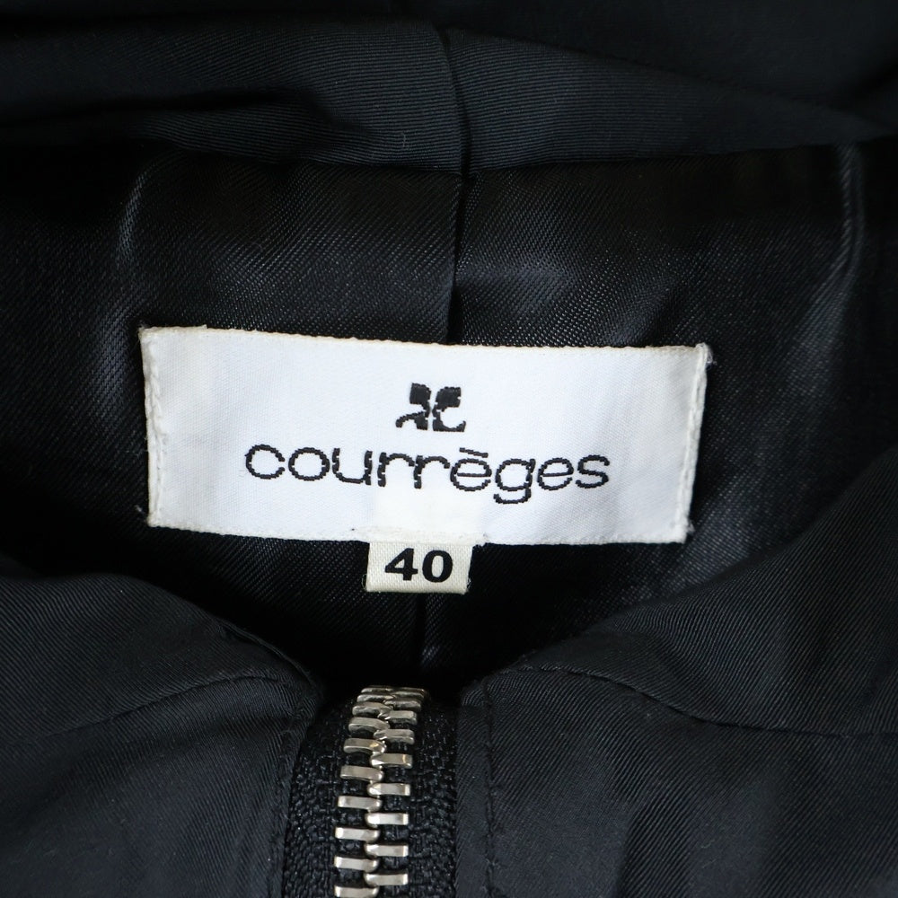 COURREGES(クレージュ) フード付きナイロンジャケット レザー切替ジャケット ブラック AGF18712W
