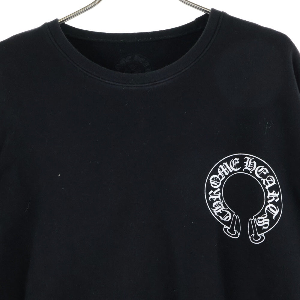 CHROME HEARTS(クロムハーツ) SWTSHRT 袖フローラル バックホースシュープリント クルーネック スウェット トレーナー ブラック
