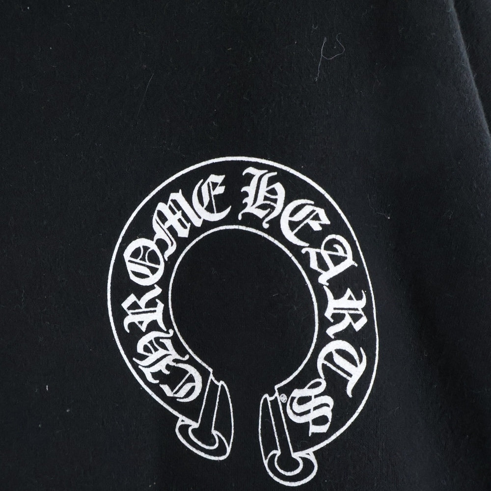 CHROME HEARTS(クロムハーツ) SWTSHRT 袖フローラル バックホースシュープリント クルーネック スウェット トレーナー ブラック