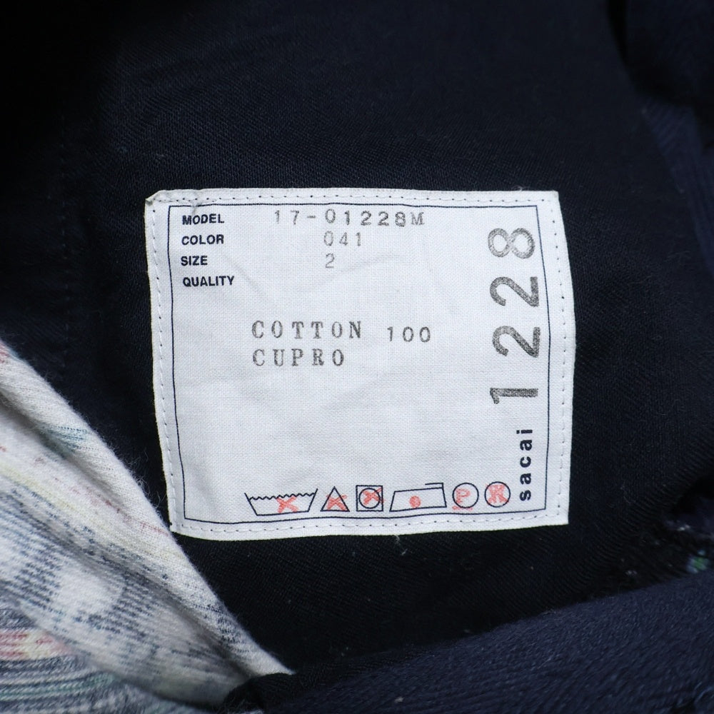 Sacai(サカイ) 総柄デザイン コーデュロ ストレートパンツ ネイビー 17-01228M