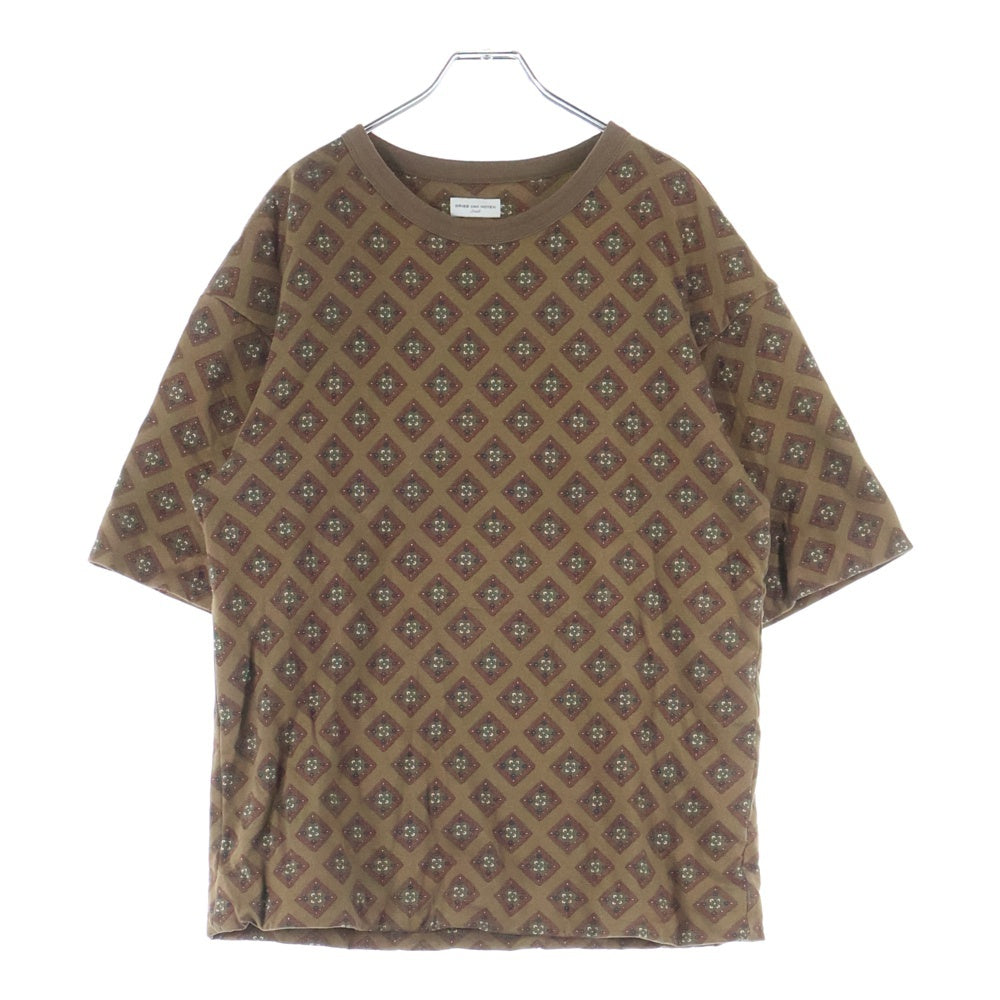 DRIES VAN NOTEN(ドリスヴァンノッテン) 総柄デザイン 半袖Tシャツ カットソー ブラウン