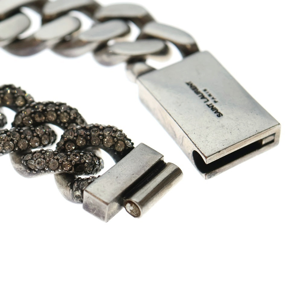 SAINT LAURENT PARIS(サンローランパリ) ラインストーン チェーンネックレス シルバー