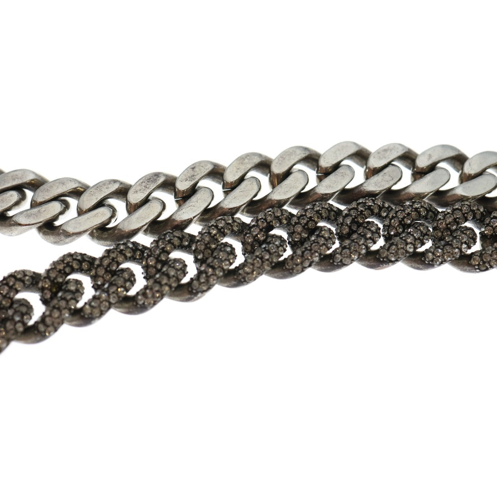 SAINT LAURENT PARIS(サンローランパリ) ラインストーン チェーンネックレス シルバー