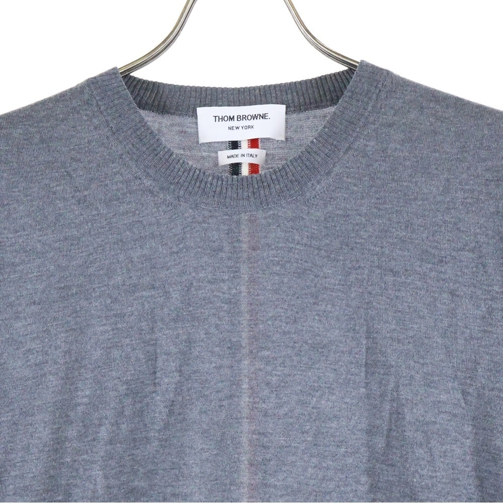 THOM BROWNE(トムブラウン) クルーネックニット ウールセーター グレー MKA279A-00014035