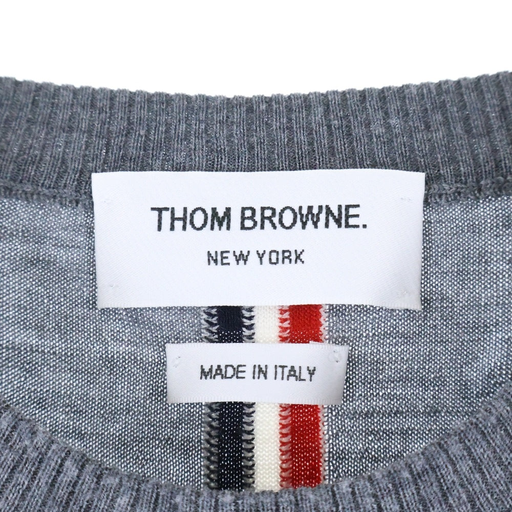 THOM BROWNE(トムブラウン) クルーネックニット ウールセーター グレー MKA279A-00014035