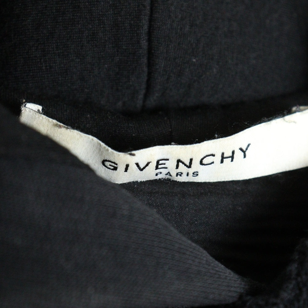 GIVENCHY(ジバンシィ) Destroyed Logo Pullover デストロイ加工 ロゴプリント プルオーバーパーカー フーディー ブラック BM703A3Y0S