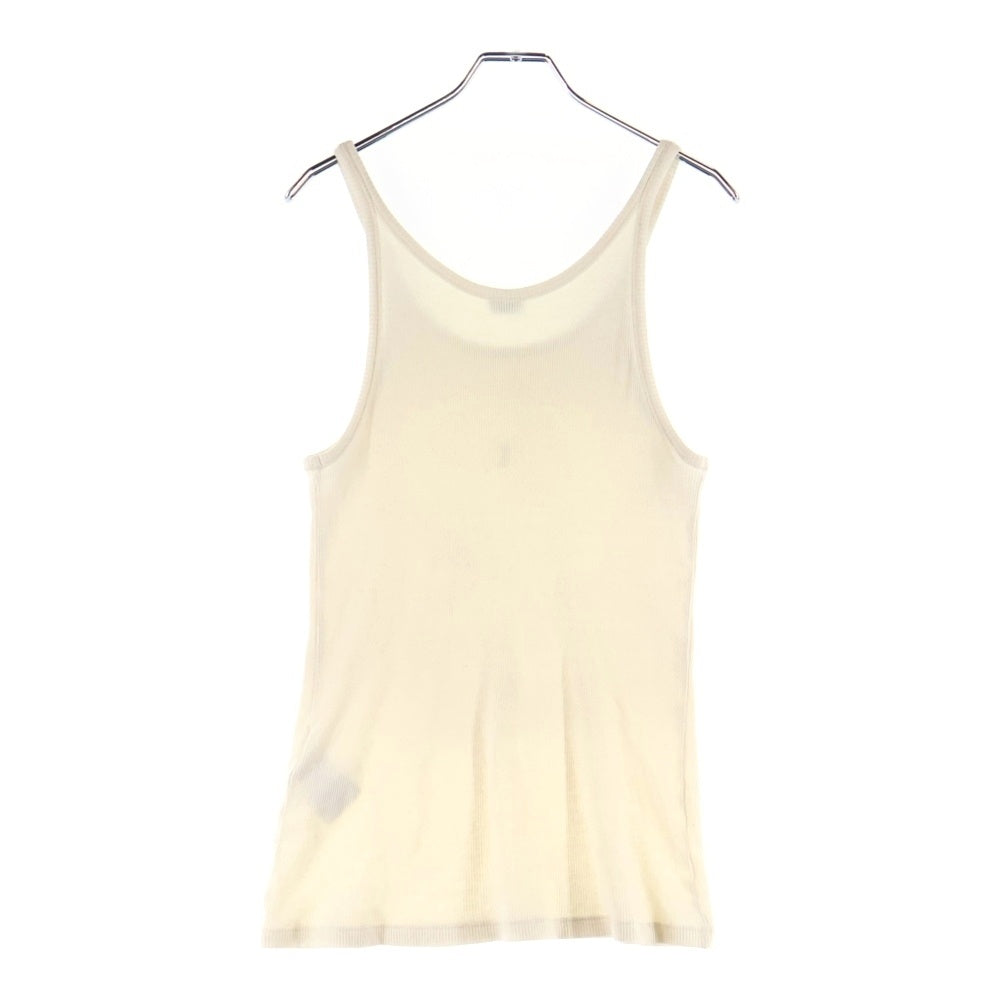 SAINT LAURENT PARIS(サンローランパリ) ロゴ刺繍 タンクトップ ノースリーブ カットソー ホワイト 761275
