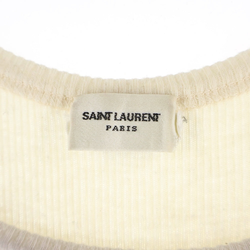SAINT LAURENT PARIS(サンローランパリ) ロゴ刺繍 タンクトップ ノースリーブ カットソー ホワイト 761275