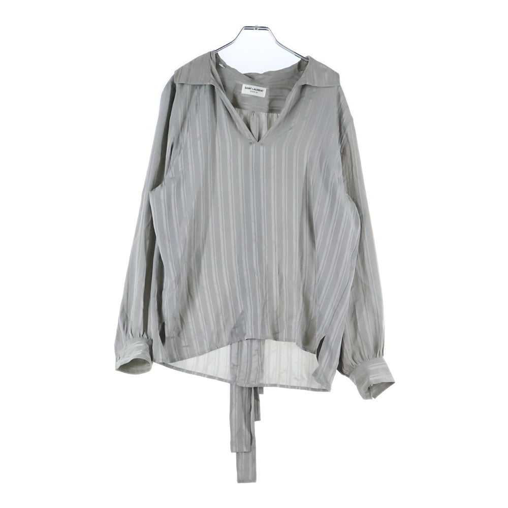 極美品／SAINT LAURENT PARIS ロゴ刺繍 長袖シャツ ストライプ 極美品／SAINT LAURENT PARIS ロゴ刺繍 長袖シャツ ストライプ SAINT