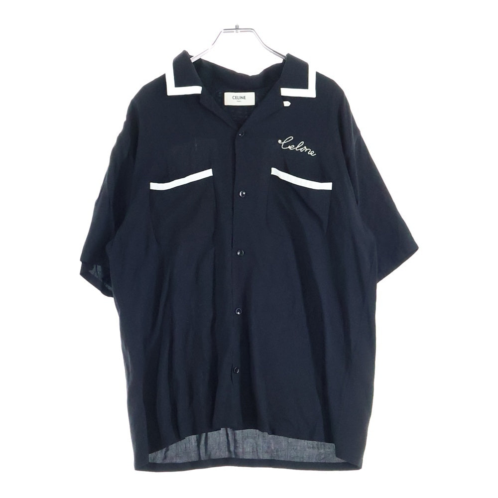 CELINE(セリーヌ) 21SS Loose Bowling Shirt ロゴ刺繍 ボーリングシャツ 半袖シャツ ブラック 2C516852C