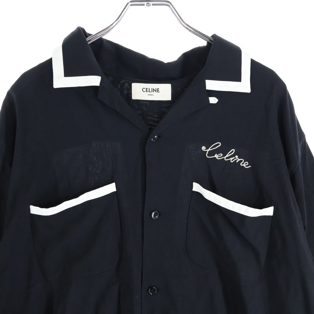 CELINE(セリーヌ) 21SS Loose Bowling Shirt ロゴ刺繍 ボーリングシャツ 半袖シャツ ブラック 2C516852C